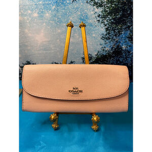 Coach Peach Leather Wallet One Size with Brown Trim